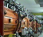 From the outside, the linear accelerator looks like a very large pipe.