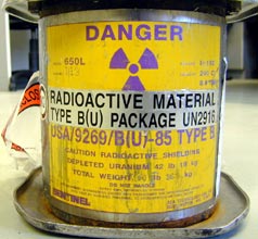 DANGER radioactive material packaging.