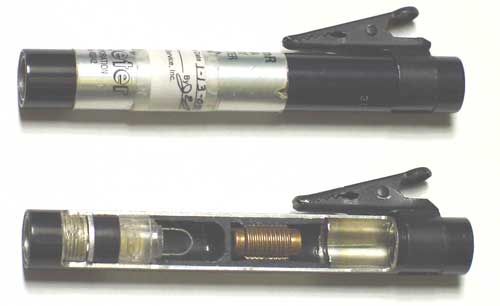 Direct read pocket dosimeters can resemble a pen withh a clip for placement on clothing.