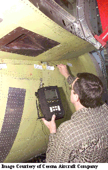 Inspectors have used eddy currents to check the thickness of materials on cessna sky carriers.
