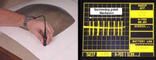 Inspectors can see changes in thickness of nonconductive layers.
