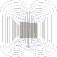 Ferrite cores consolidate the magnetic field to the center of the coil.