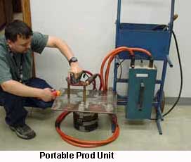  Protable prod units create two loops of magnetic fields around the electrods as opposed to electromagnets which produce one magnetic field loop.