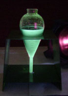 Some wet particles fluoresce under ultraviolet light. There are a variety of colors for the fluorescence.
