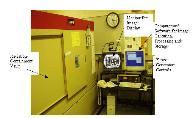 Real-time xray systems consist of a radiation containment vault, a monitor of image display, a computer, and an xray enerator controller