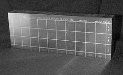 The Flat Bottom Hole block is what it sounds like: a block with a range of flat-bottom holes used for normal-beam calibration.