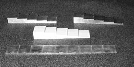 Step wedges look like mini stair cases. They are often used to calibrate for thickness measurements.