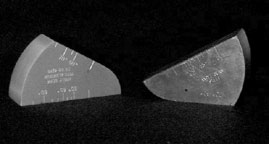The ROMPAS calibration block is a small, curvy extruded triangle shaped block.
