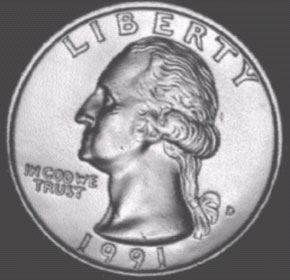 The image of a quarter shows one side of the coin.