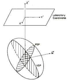 A tilted prolate spheroid with a vertical sagittal plane and a perpendicular sagittal plane.