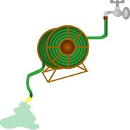 This is an image of a water hose with water exiting the end.