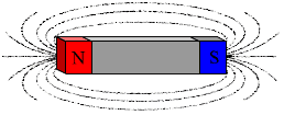 Magnetic field lines run parallel to the magnet until they converge at the poles.