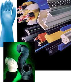 Polymers are used for many things like gloves and waire casings.