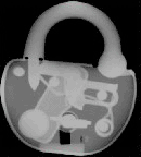  This is an X-ray image of a lock and key