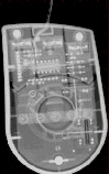 This is an X-ray image of a computer mouse.